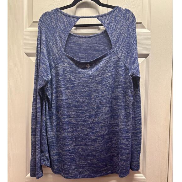 Zelos Women's Size XL Heather Blue Cutout Back Long Sleeve Athleisure Top - Picture 2 of 6
